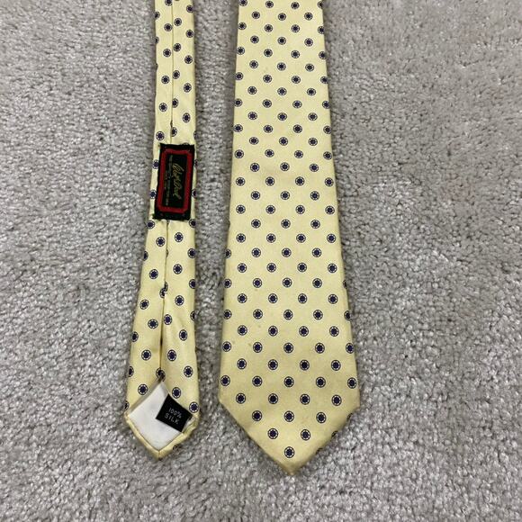 Vintage Silk Tie Gold Designer Geometric Necktie USA Classic Business Formal - Picture 1 of 6